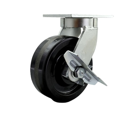 Service Caster 8'' Extra Heavy Duty Phenolic Wheel Swivel Caster with Brake CRAN-SCC-KP92S830-PHR-SLB
